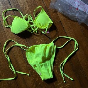 Strawberry Milk Mob bikini - neon yellow/green